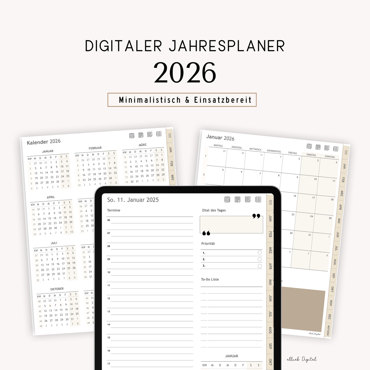 Digitaler Jahresplaner 2026 für Goodnotes (PDF) – Sofort-Download