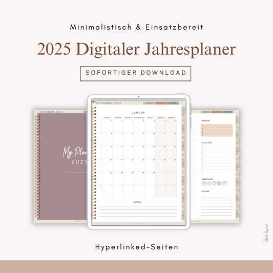 2025 Digitaler Jahresplaner, Tagesplaner, Goodnotes