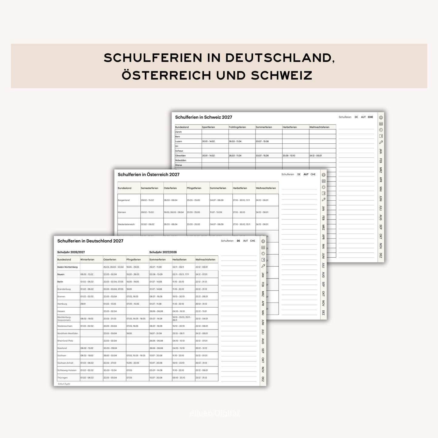 Tagesplaner 2027, sofort Download